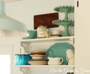 kitchen shelving in coastal cottage