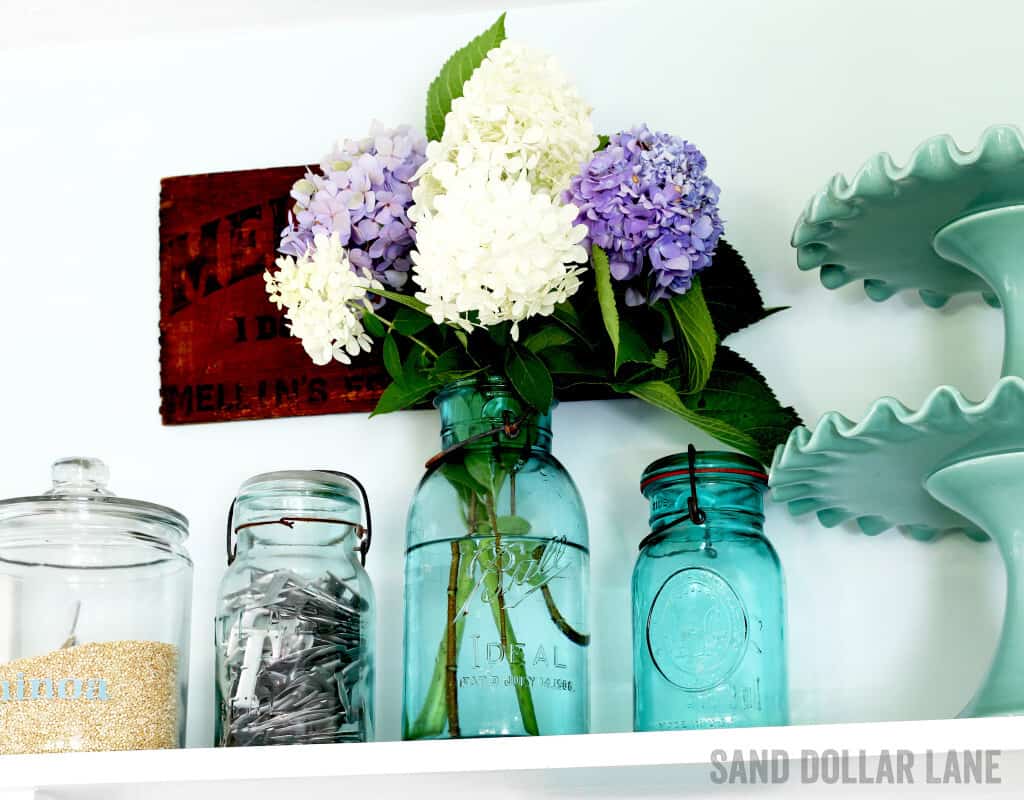 hydrangeas in vintage Ball jars!