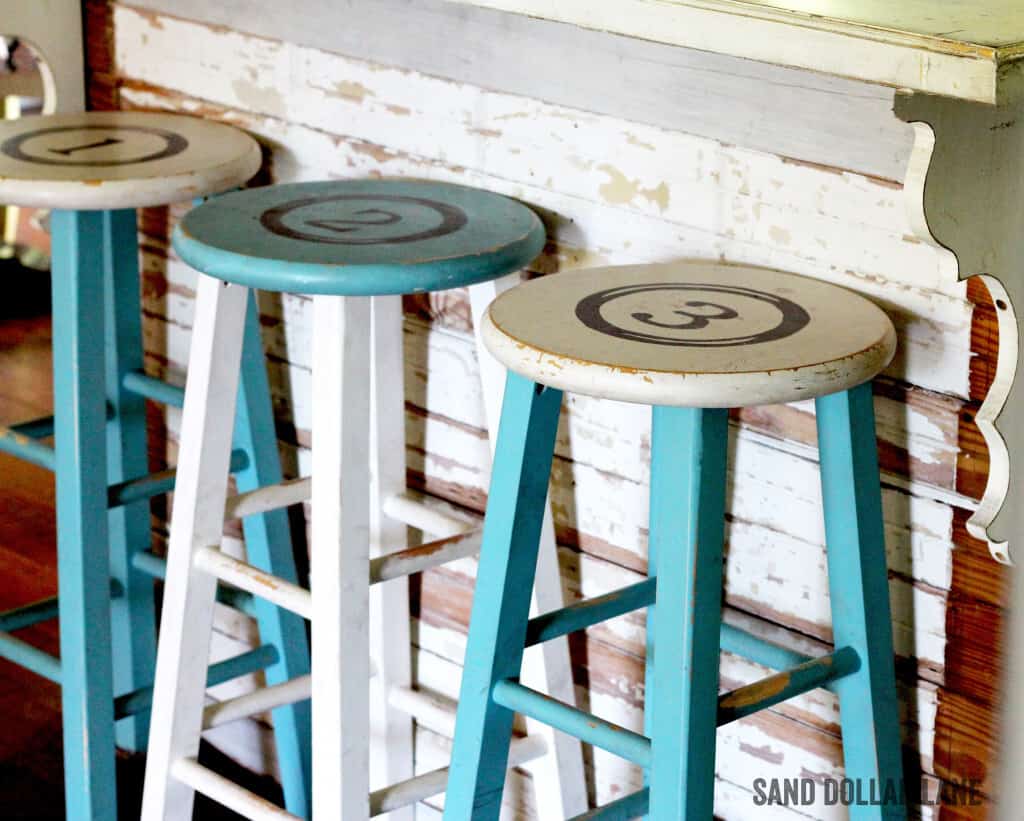 Rustic painted stools