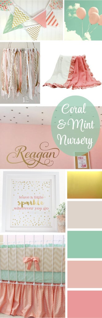 beautiful coral, blush, mint and gold nursery ideas