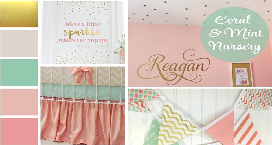 coral blush mint gold nursery ideas