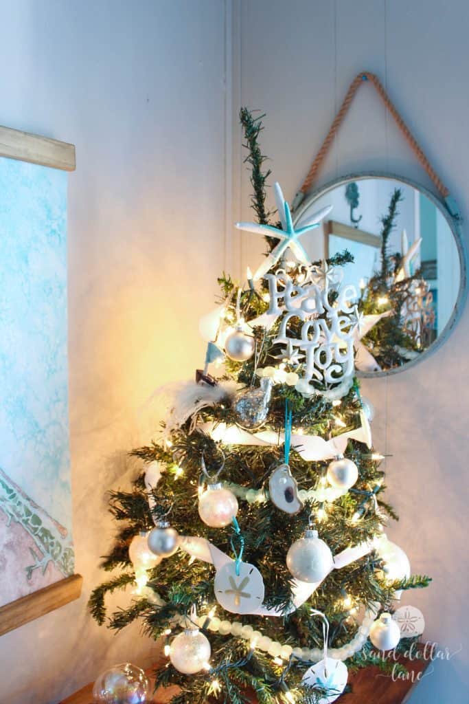 Aqua and white coastal Christmas tree