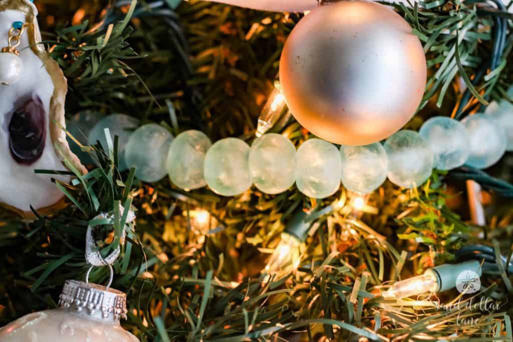 seaglass beads on Christmas tree