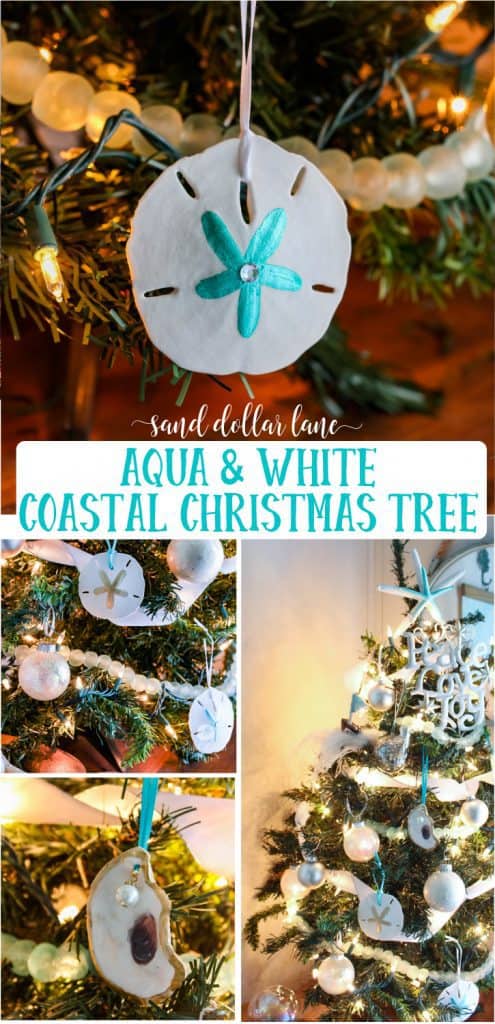 Aqua and White Coastal Christmas Tree - Sand Dollar Lane