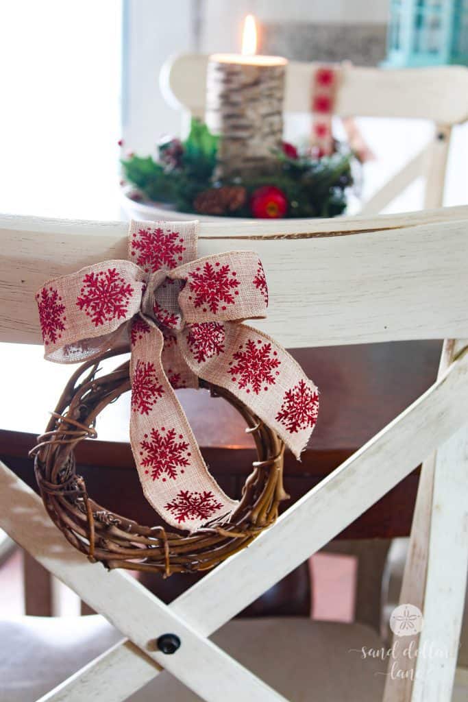 cute bows on back of kitchen chairs!