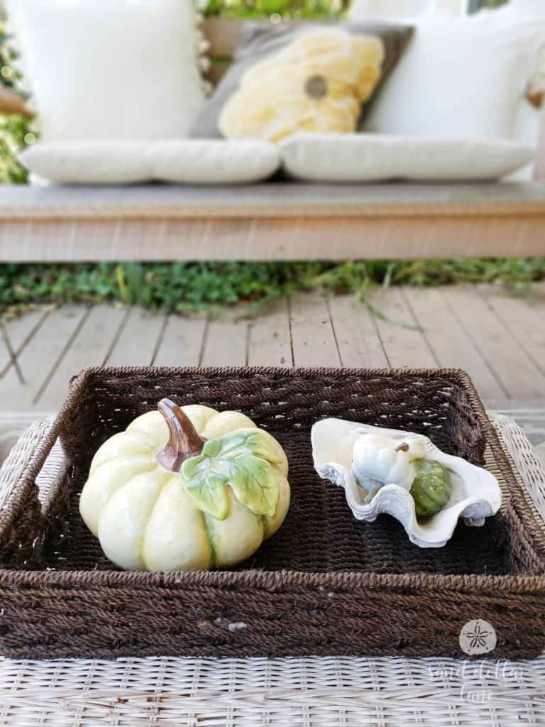 Simple Coastal Style Fall porch decorating- Sand Dollar Lane