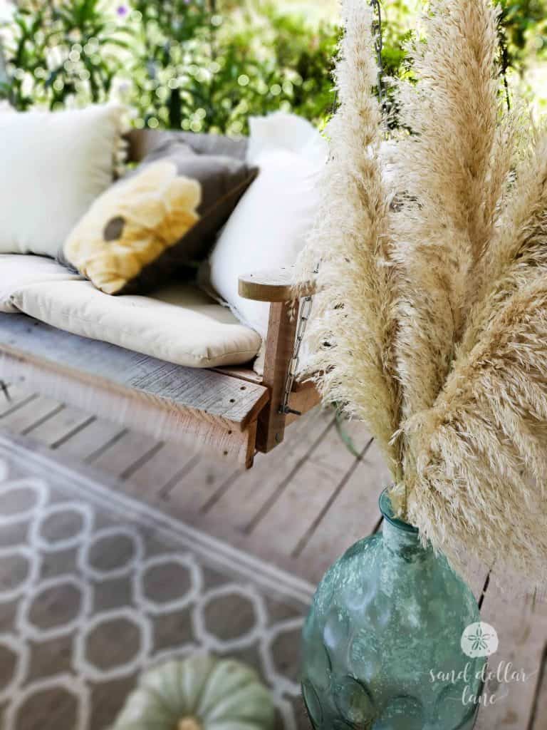 Simple Coastal Style Fall decorating with pampas grass - Sand Dollar Lane