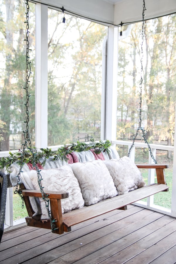 Cute porch decorated for Christmas