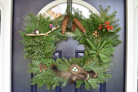 Non traditional Christmas door decor