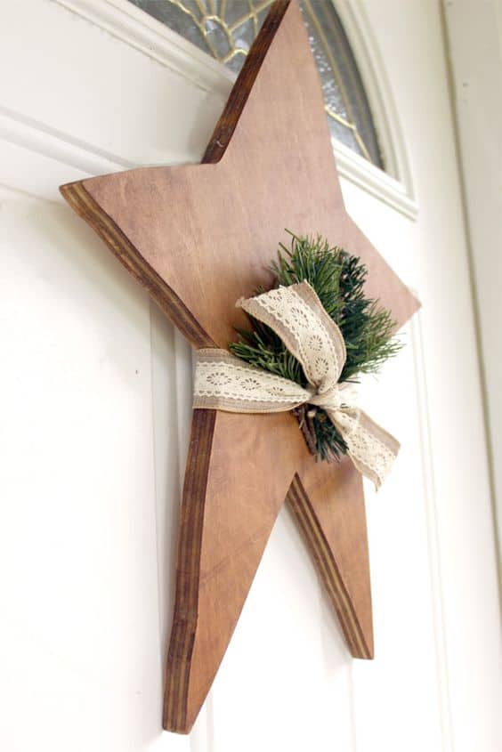 wooden star Christmas door decor