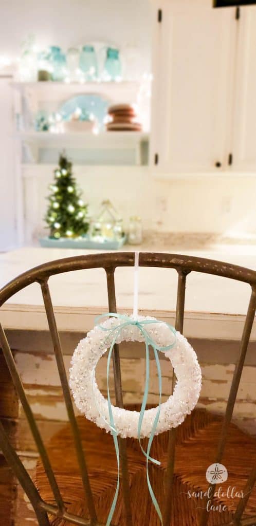 Cute wreath on back of bar stool