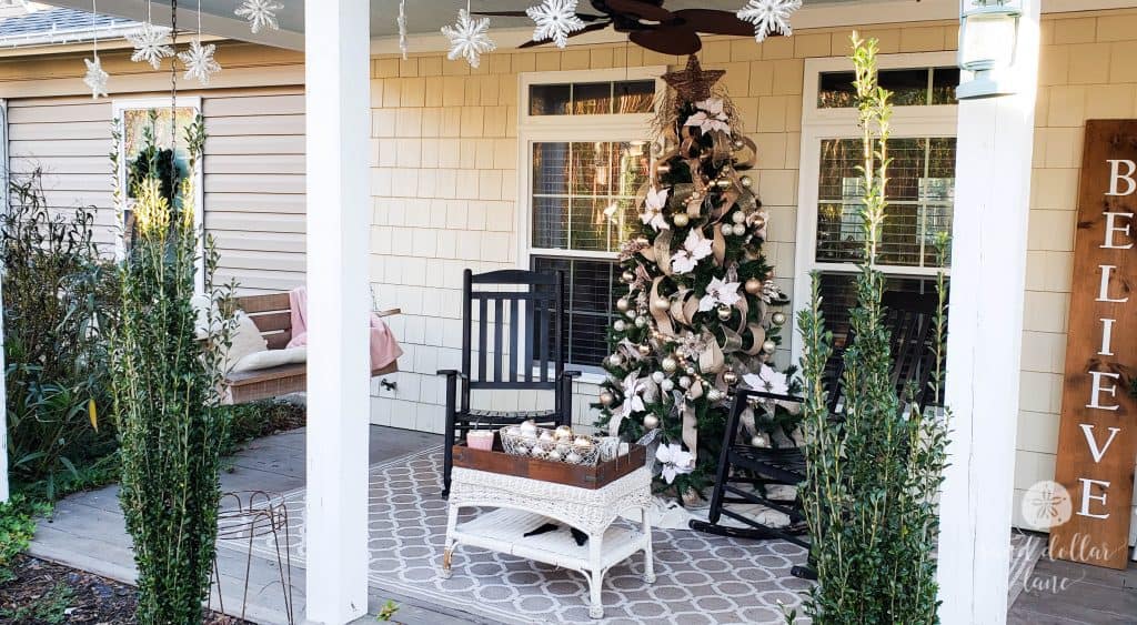 rose gold Christmas porch