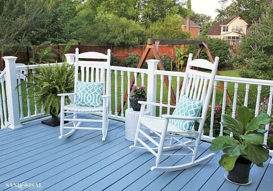 rocking chairs on painted deck