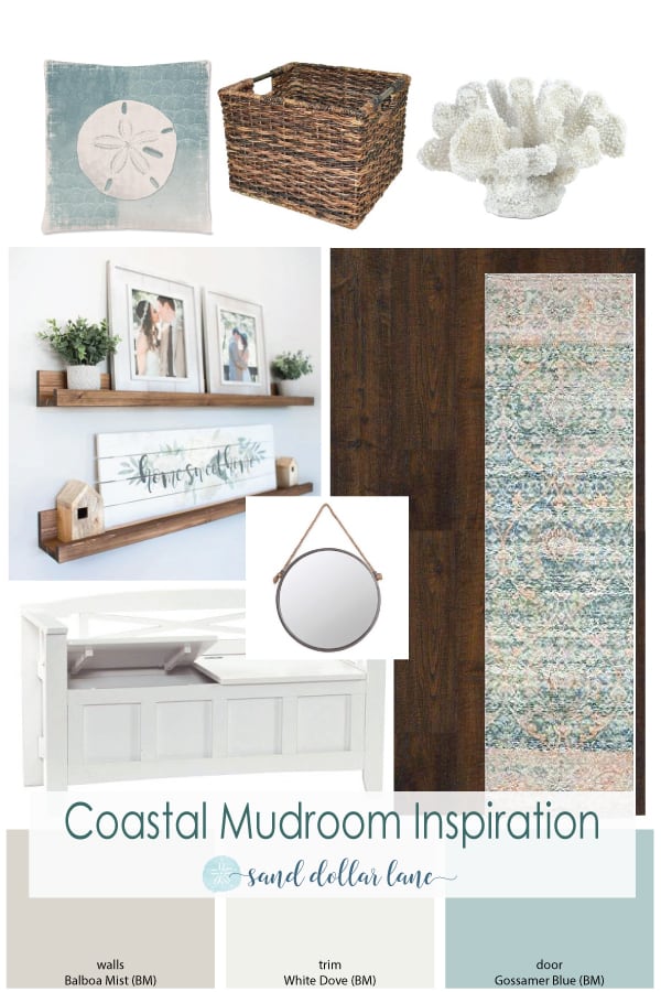 coastal mudroom entryway moodboard