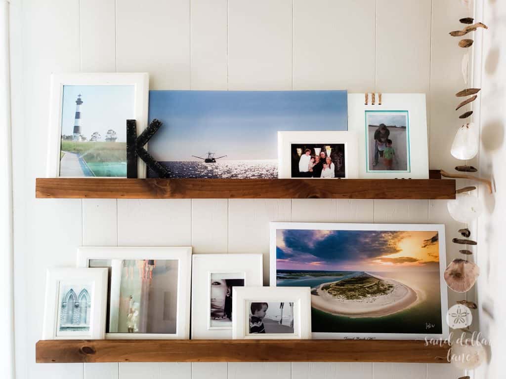 photo ledges in coastal mudroom entryway