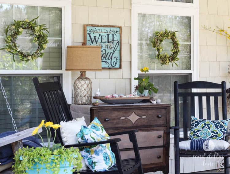 Cute dresser on front porch