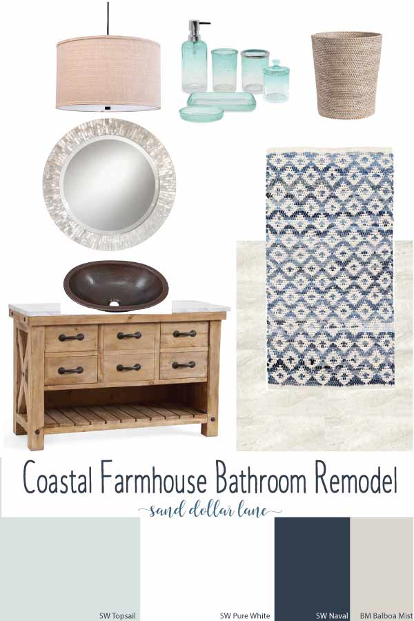 coastal farmhouse bathroom moodboard