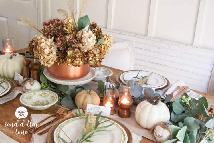 table decorated for fall