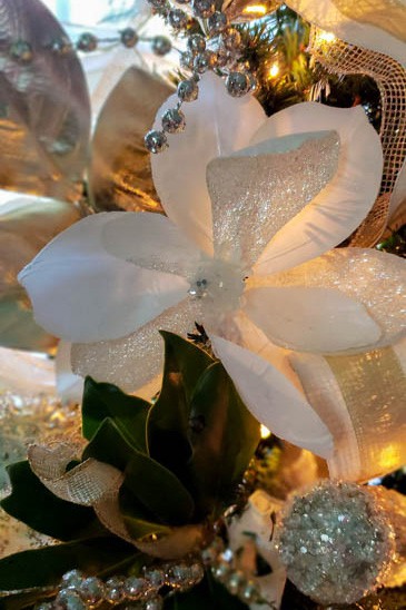 magnolia flower on Christmas tree