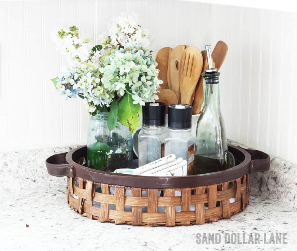 basket on kitchen counter