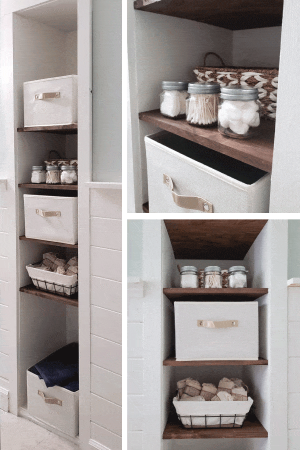 closet in coastal bathroom