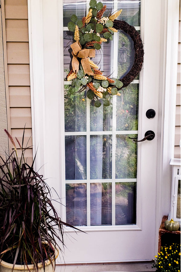 fall eucalyptus wreath on door