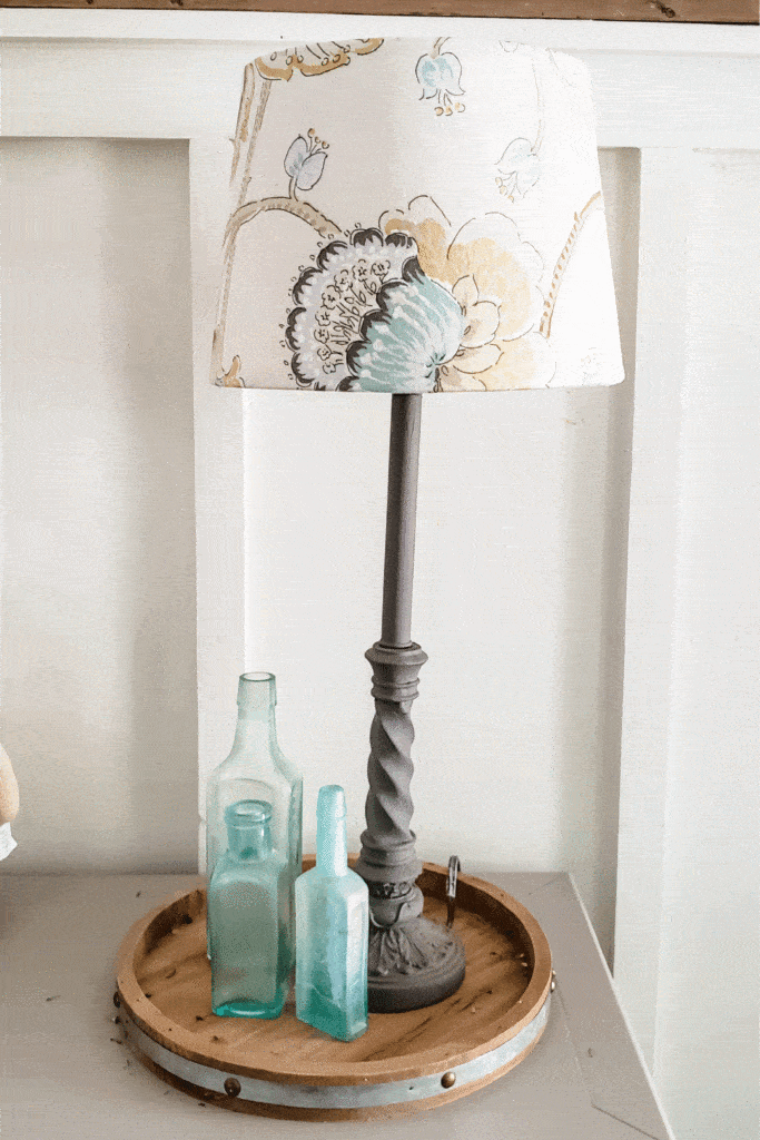 aqua grey and yellow lampshade