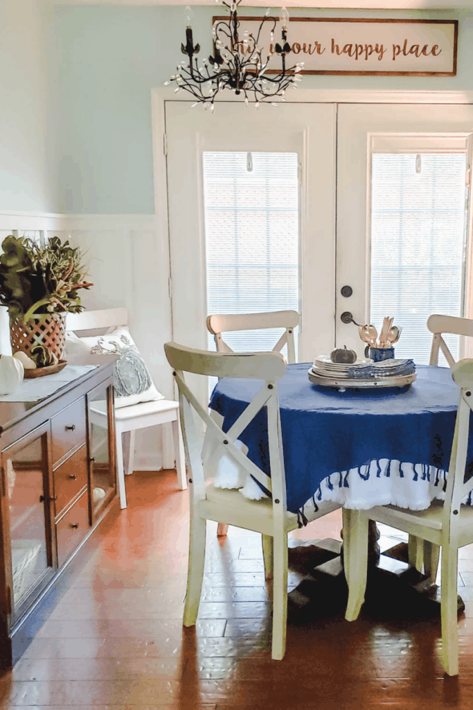 blue fall dining area