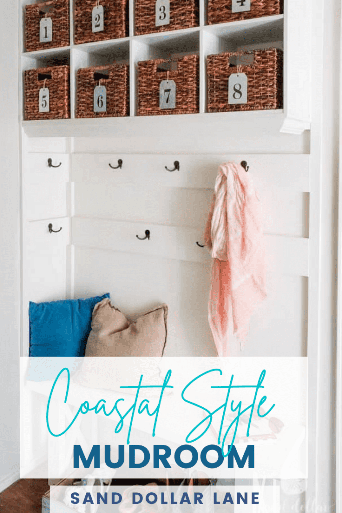 pink scarf in mudroom