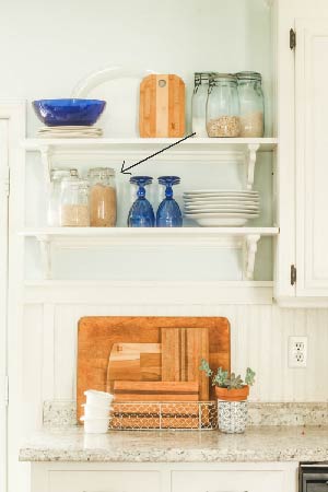tips for decorating open shelving