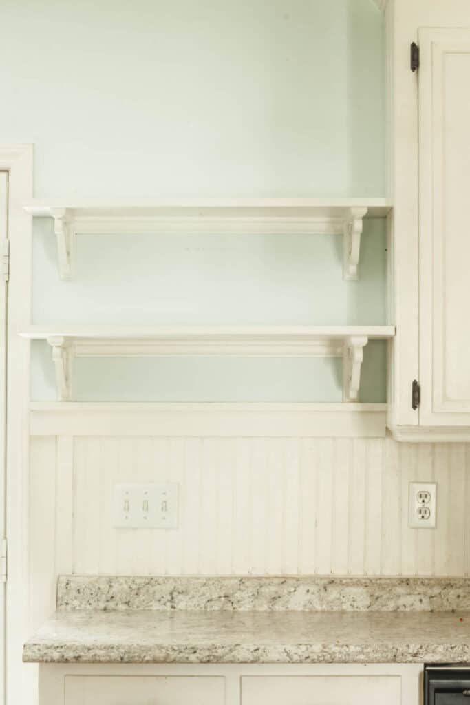 bare open kitchen shelves