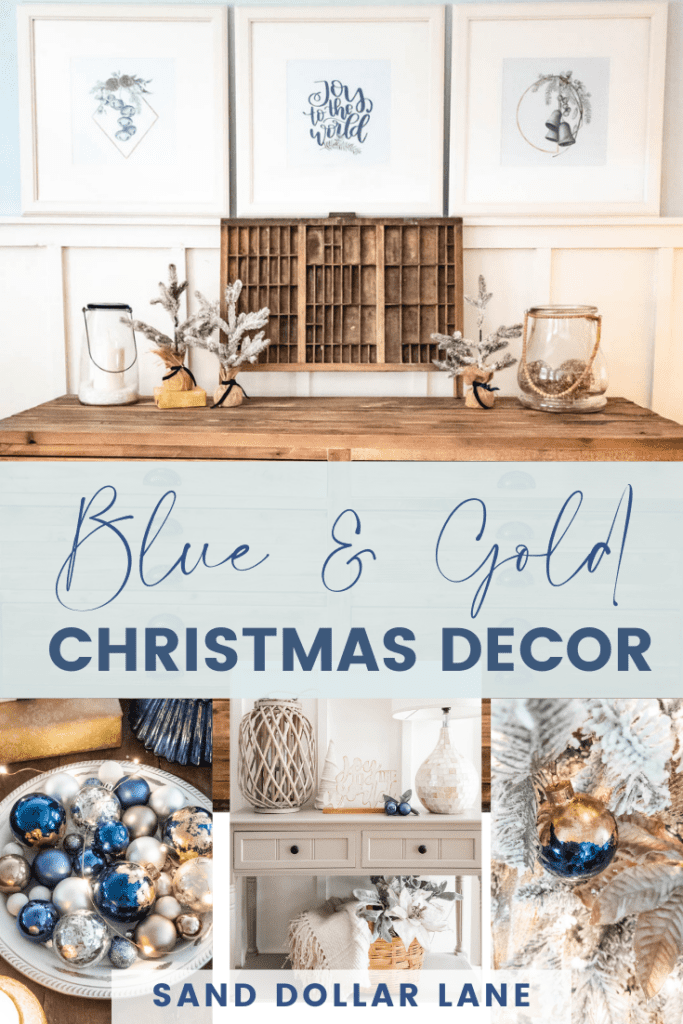 blue and gold Christmas decorations