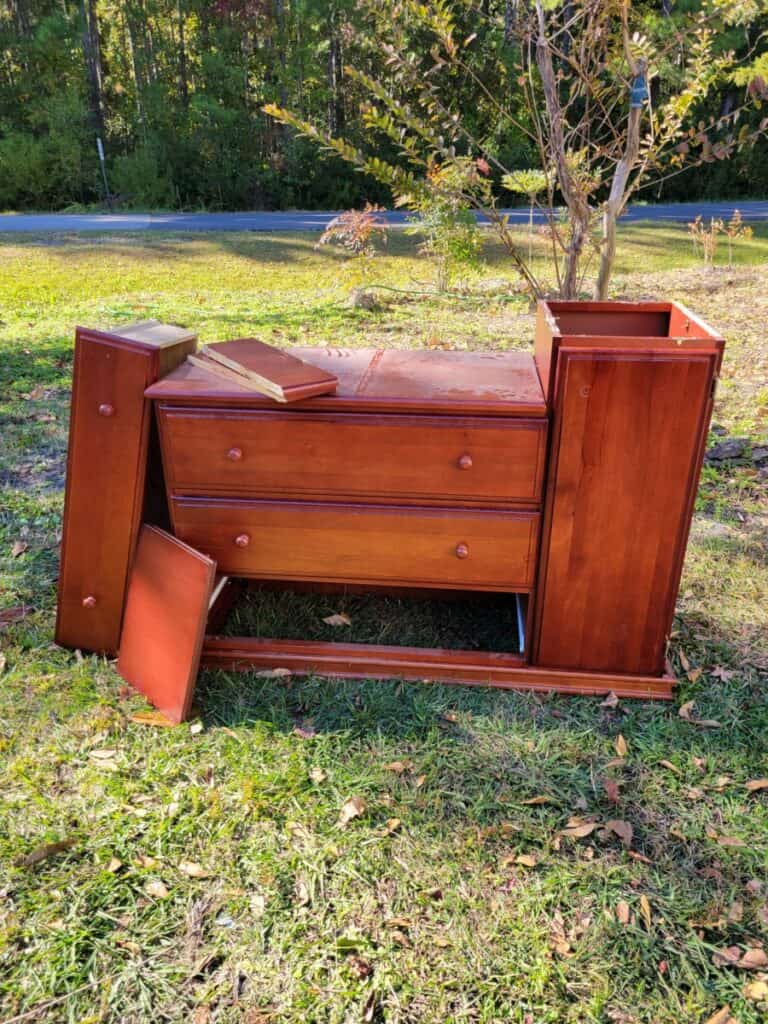 old wooden changing table