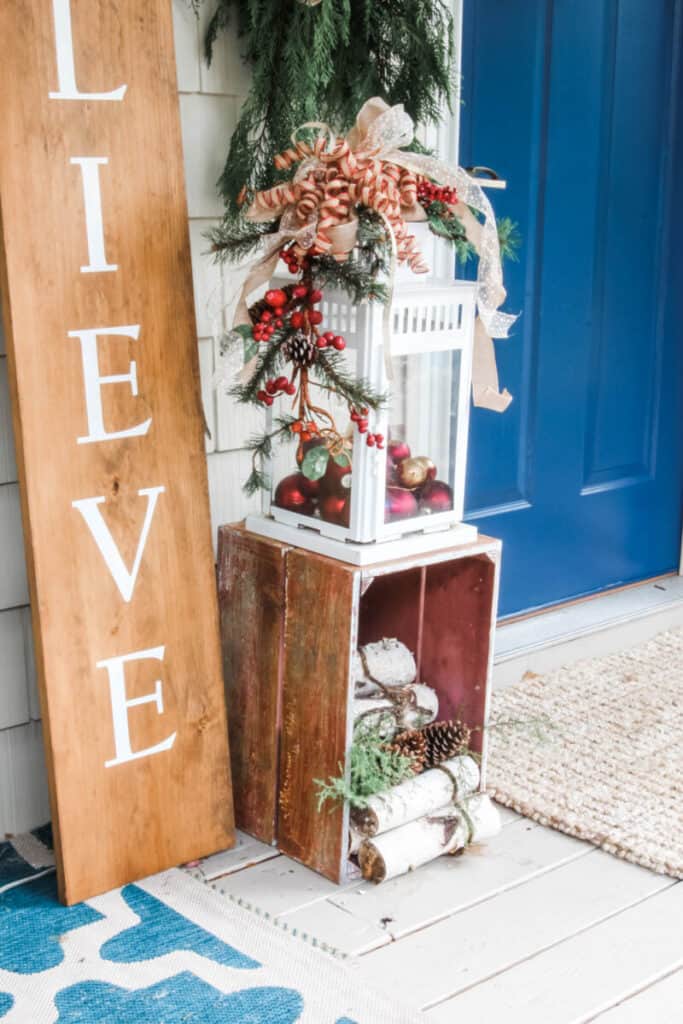 Natural Christmas decorations on porch