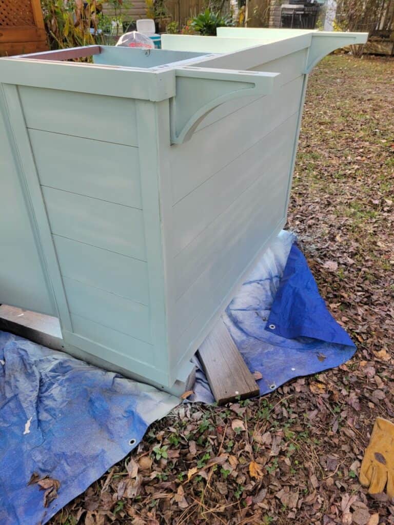 blue shiplap DIY kitchen island