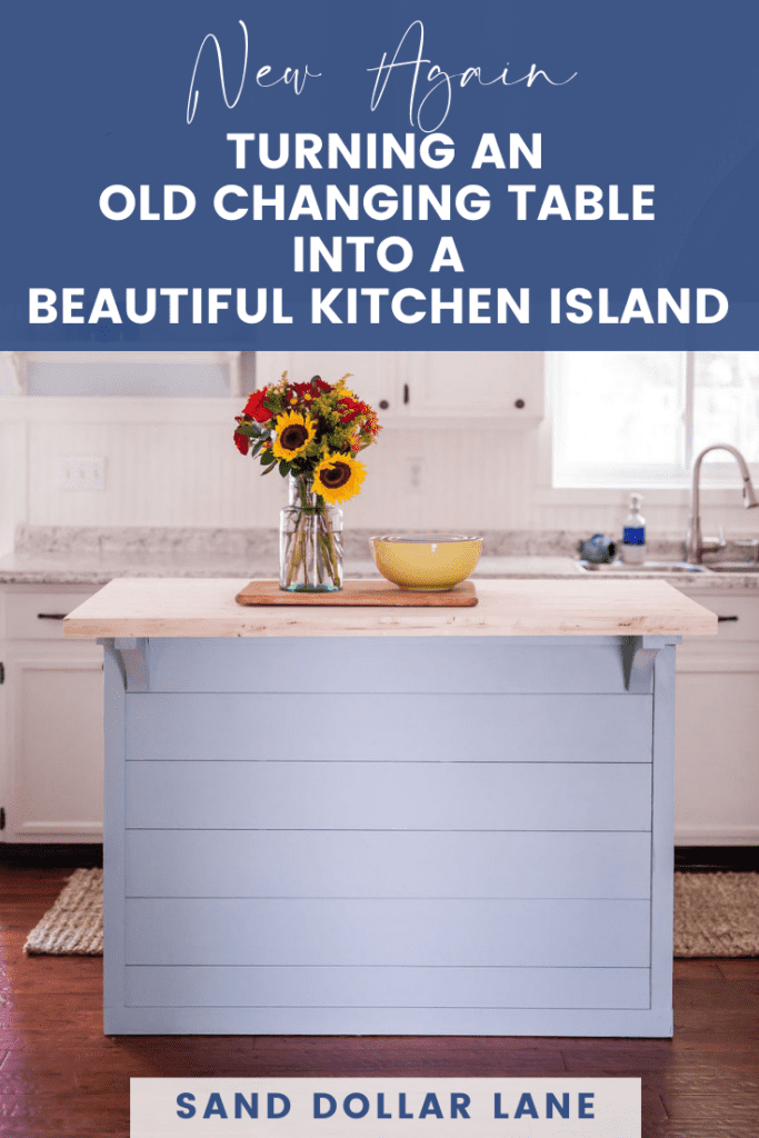 light blue kitchen island