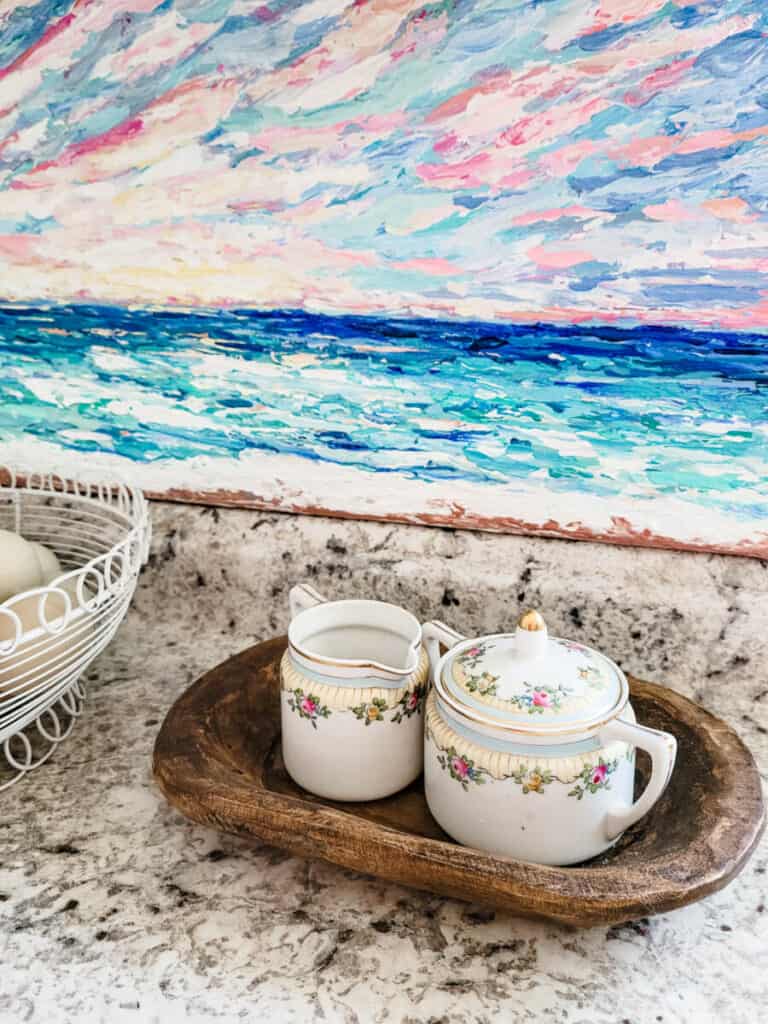 beach painting in kitchen