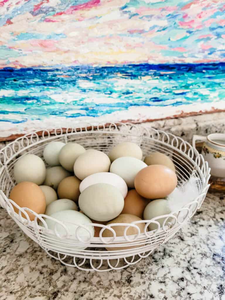 fresh eggs on countertop