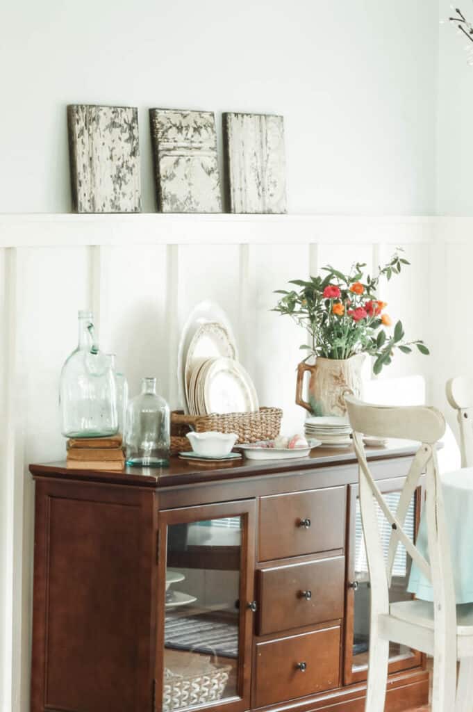 dining area decorated for spring