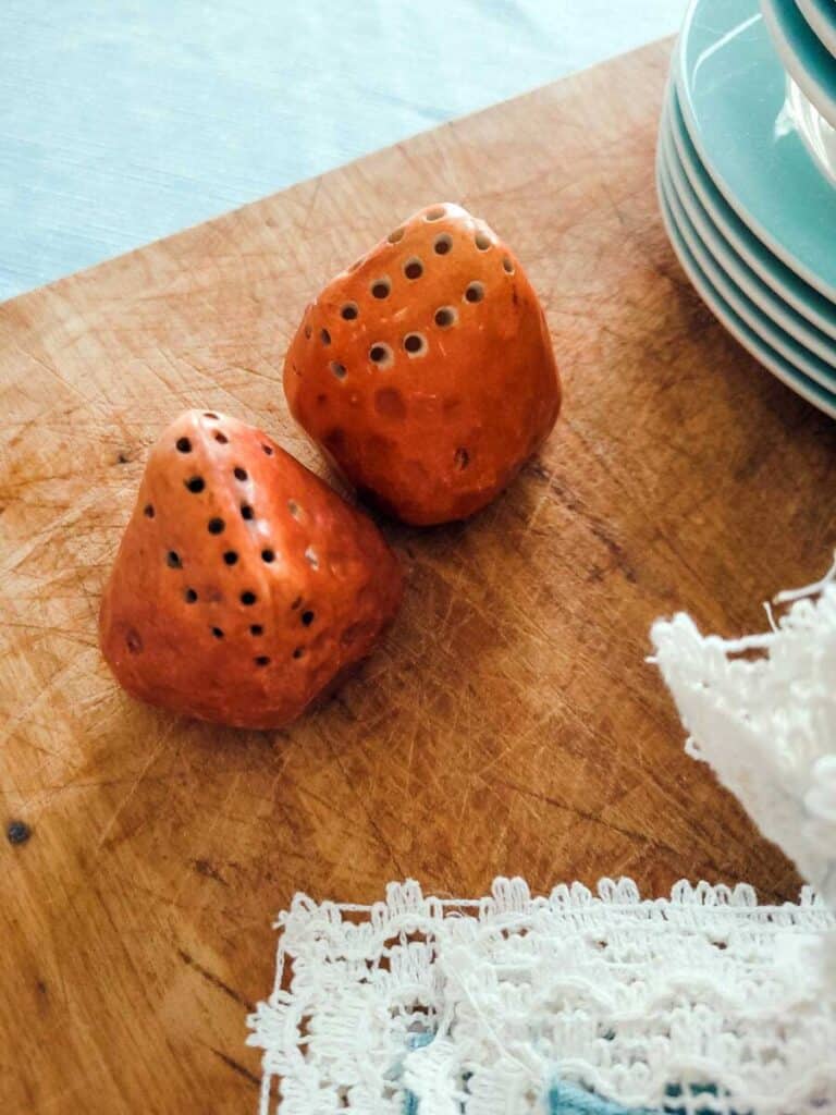 antique strawberry salt and pepper shakers