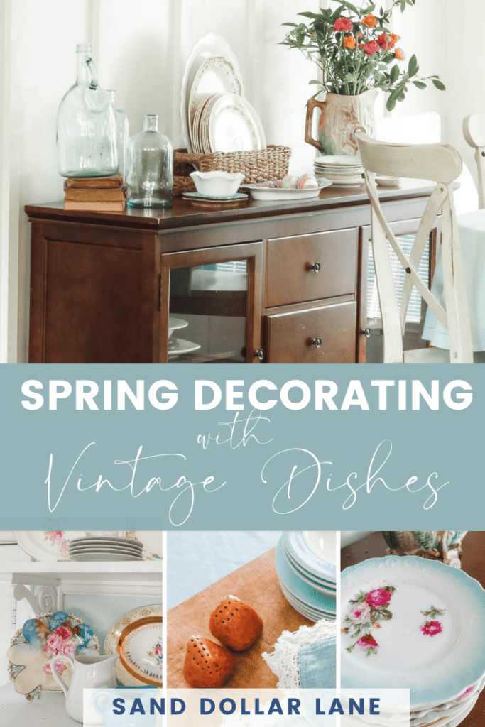 spring decorating with vintage plates