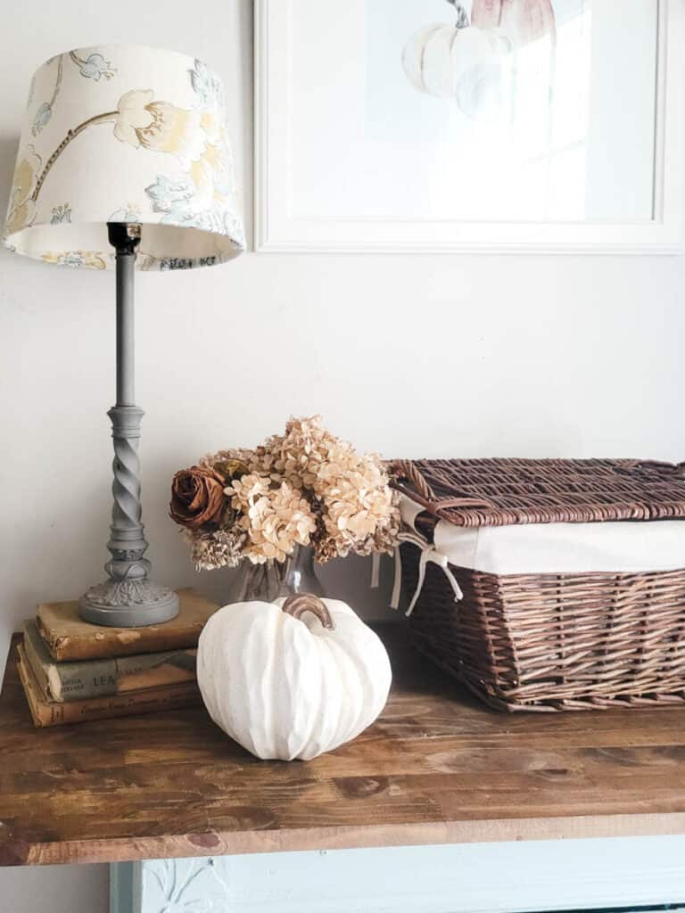 dried hydrangeas in mudroom