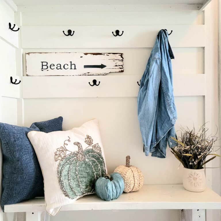 pumpkins in mudroom