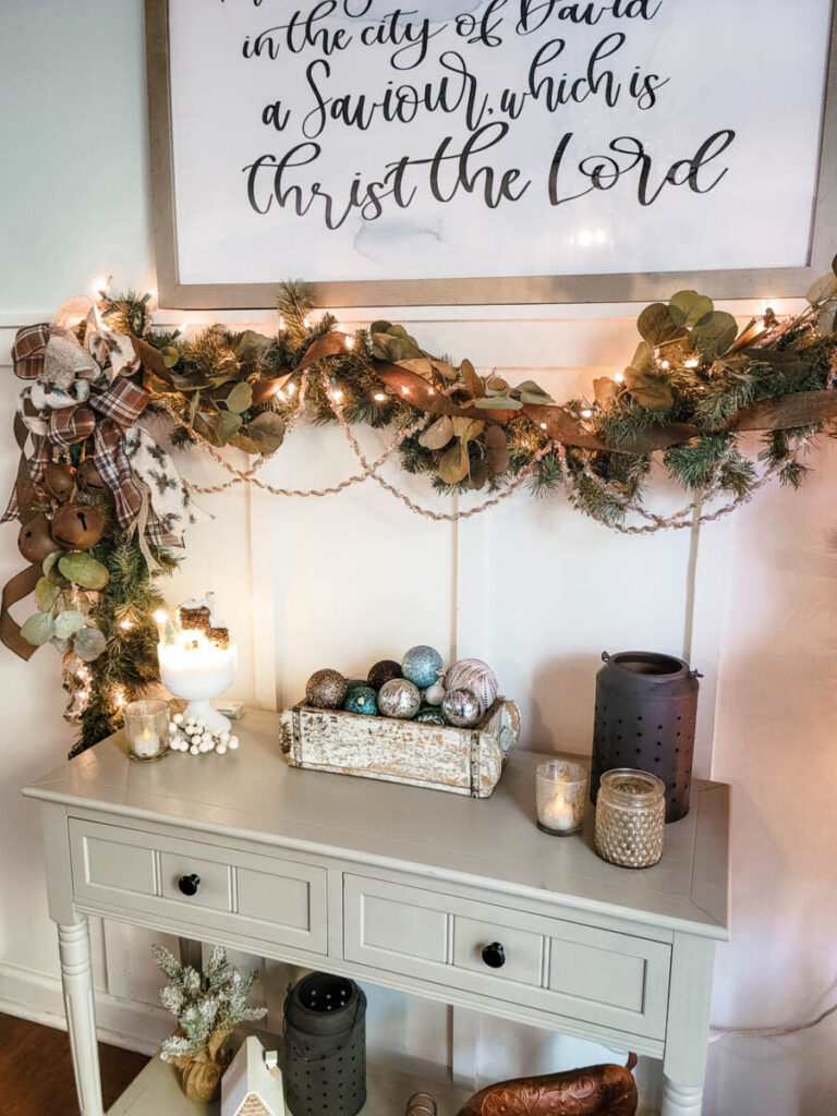 Christmas decorations in dining room