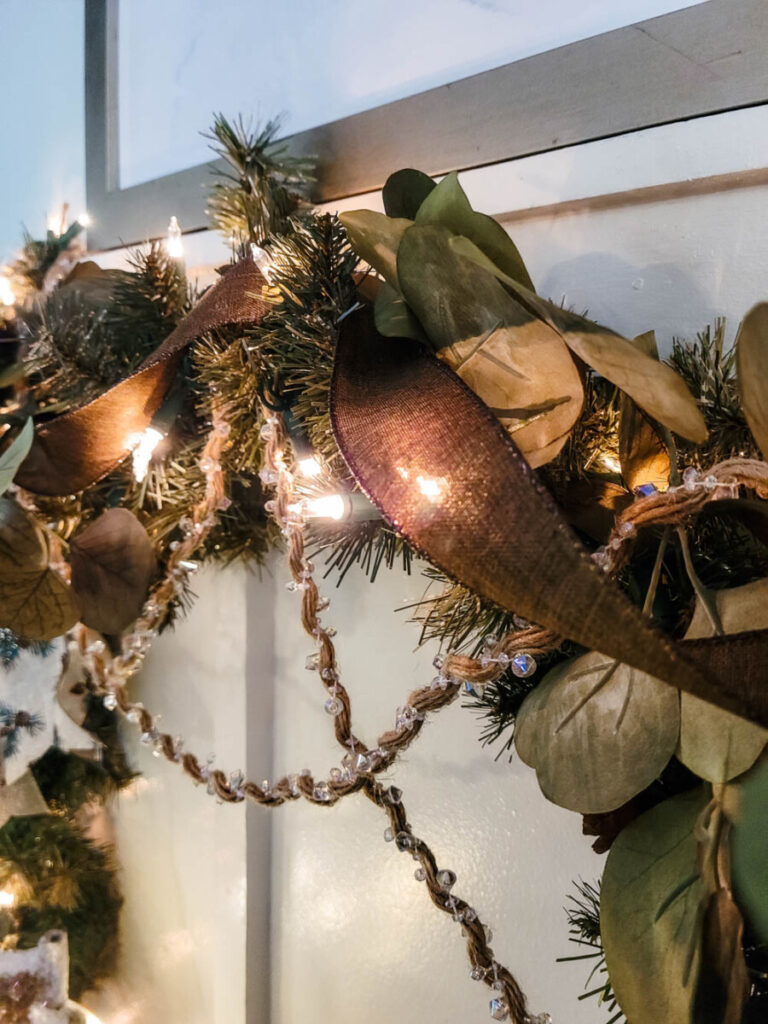 close up of Christmas garland