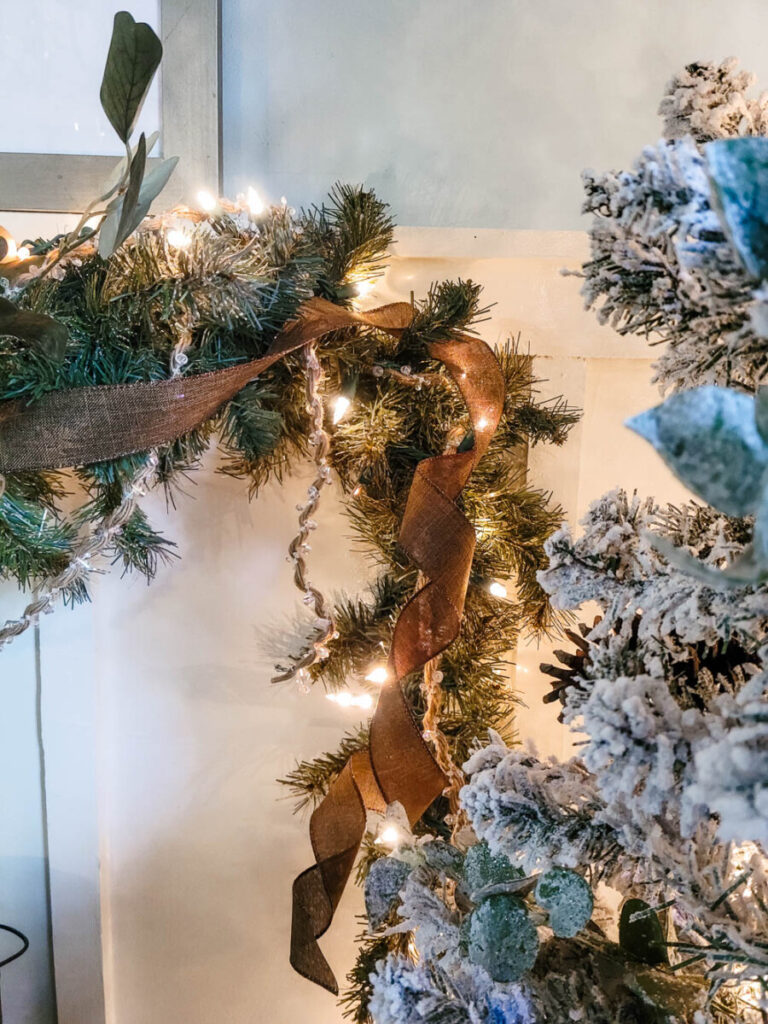 bronze ribbon in Christmas garland