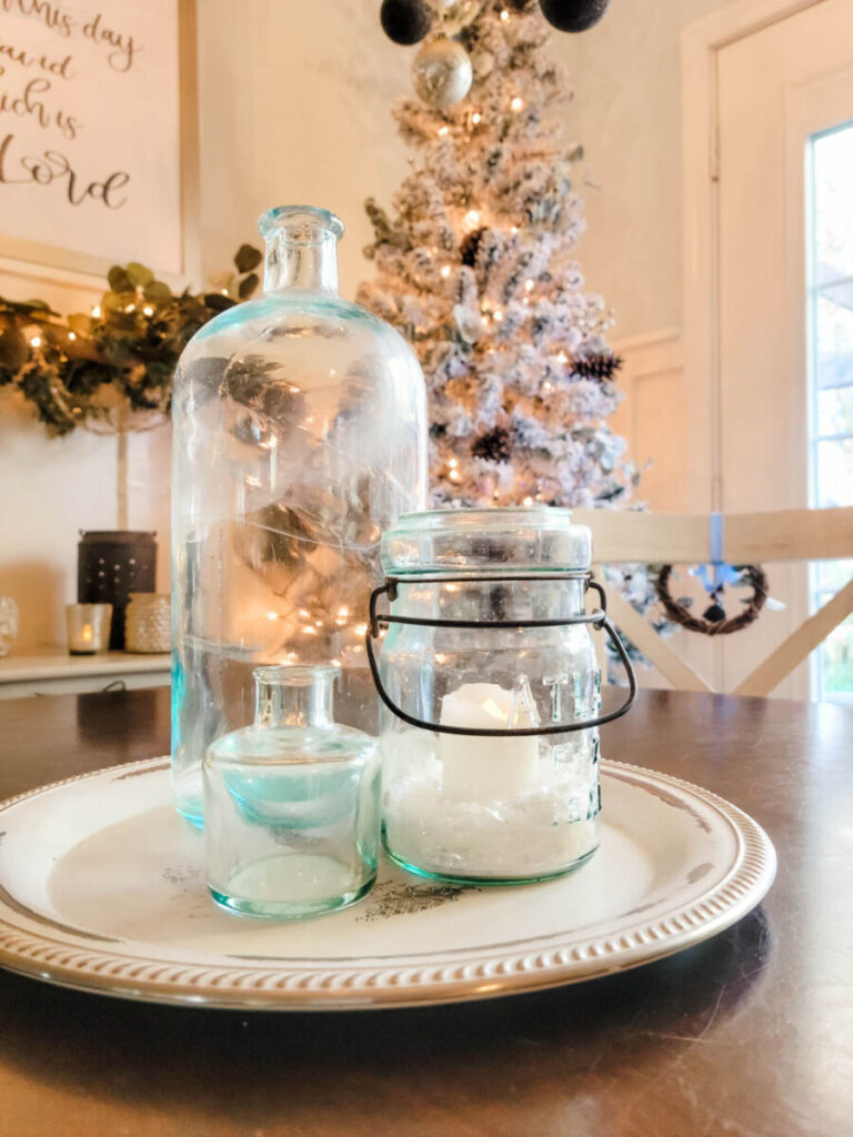 simple glass Christmas centerpiece