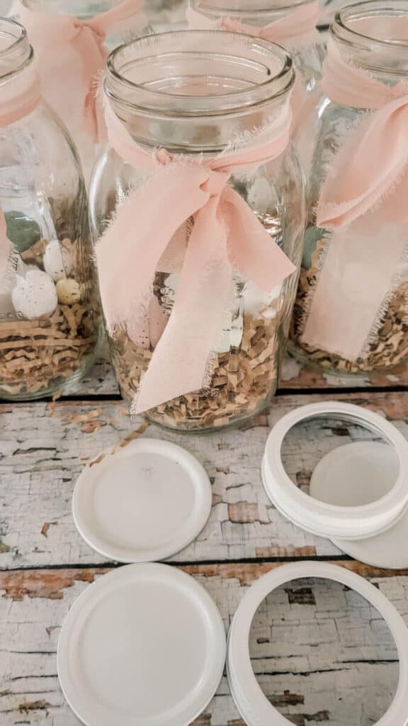 spring jar lantern with pink bow