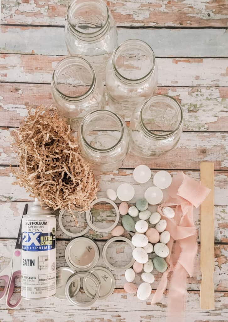 spring jar lantern with pink bow